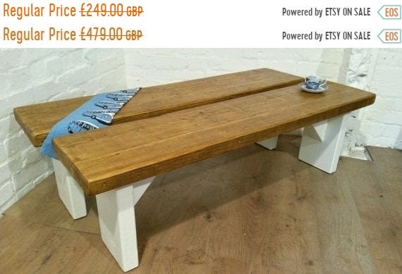 XMAS Sale Free Delivery! 1x Single X-Wide F&B Painted 6ft Rustic Reclaimed Pine Dining Plank Table Chair Bench