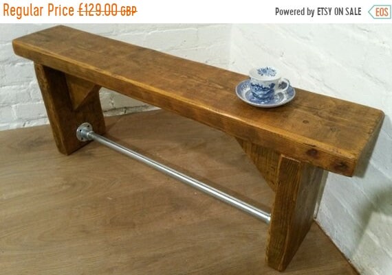 Halloween Sale FREE Delivery! Industrial Scaffold Steel Pipe Rustic Vintage Reclaimed Pine Dining Table BENCH - Village Orchard Furniture