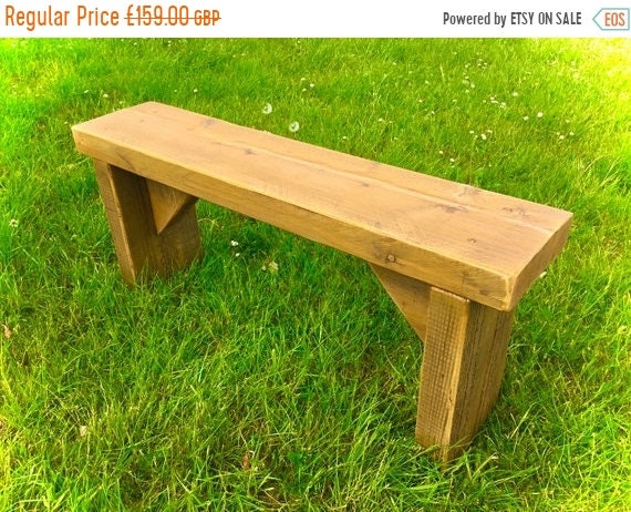 Valentine Sale NEW! Golden Oak 4ft Hand Made Reclaimed Old Pine Beam Solid Wood Dining Bench