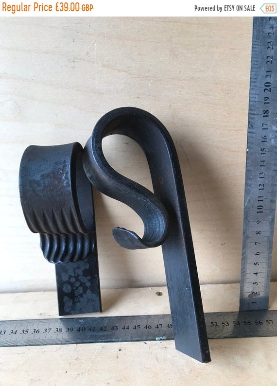 Sept Sale 2 Original 20th C English Hand Forged Blacksmith Made Decorative Finial for Front of Bookcase / Kitchen Island