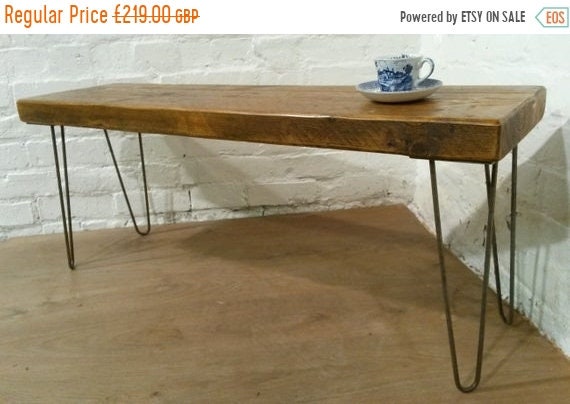 August sale 5ft Hairpin Legs X-Wide Solid Rustic Vintage Reclaimed Pine Dining Table Seating BENCH - Village Orchard Furniture
