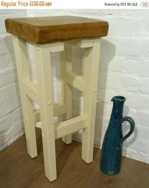8 SALE 8 FREE DELIVERY! Hand Painted F&B Made Reclaimed Solid Wood Kitchen Island Bar Stool