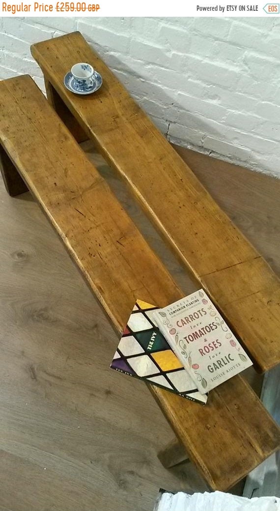 VALENTINE Sale PAIR 5ft CHUNKY Solid Rustic Vintage Reclaimed Pine Plank Dining Table Benches - Village Orchard Furniture