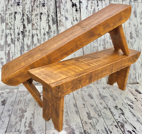 Autumn Sale NEW! Golden Oak Old School Antique 3ft Rustic Solid Reclaimed Pine Dining Plank Table Chair Bench - Village Orchard Furniture