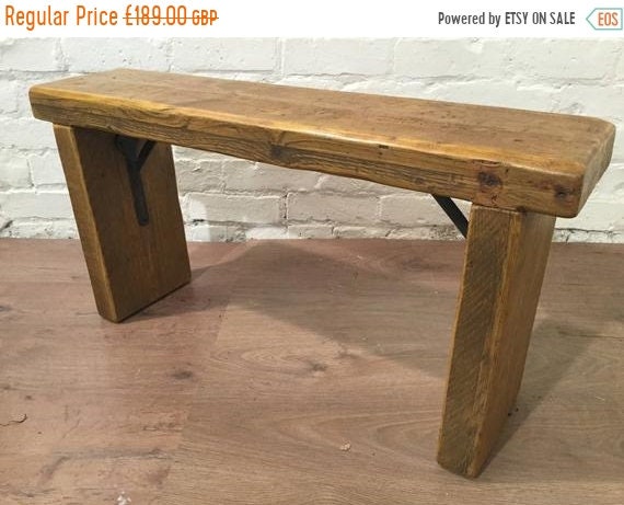 VALENTINE Sale Free Delivery Now - 4ft Industrial Hand Forged Wrought Iron Solid Reclaimed Pine Dining Table BENCH - Village Orchard Furnitu