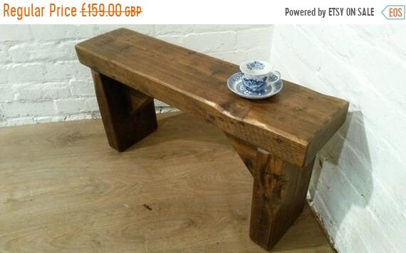 Xmas Sale Free Delivery! CHURCH BEAM Solid Rustic Wood Reclaimed Pine Dining Table Chair Vintage Bench - Village Orchard Furniture