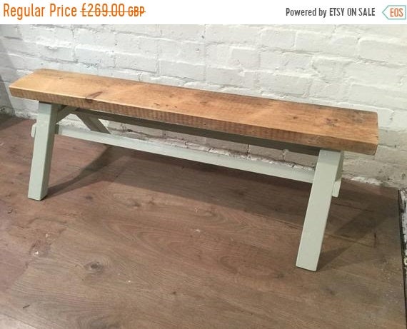 June Sale Free Delivery - Our Architects Bench - HandMade in Solid Pine Painted in F&B Reclaimed Wood Beam - Village Orchard Furniture