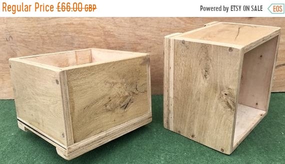 Summer Sale NEW! Square British HandMade Rustic Solid Wood Oak & Ply Garden Flower Trough Planters