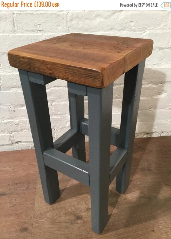 VALENTINE Sale FREE DELIVERY! Hand Painted F&B Made Reclaimed Solid Wood Kitchen Island Bar Stool