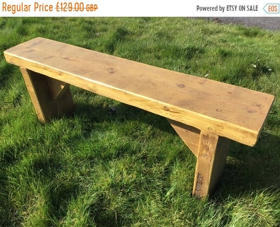 VALENTINE Sale GARDEN BENCH Hand Made Solid Reclaimed Pine Wood Dining Table Painted Wide Bench - Village Orchard Furniture