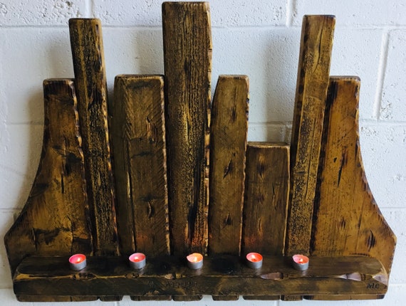 Bonfire Sale / Big! HandMade Reclaimed Timber Beams Candle Floating Shelf