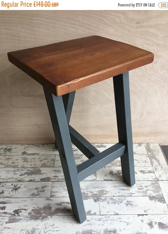 Xmas Sale Compact Pine Farrow Ball Painted Reclaimed Wood Kitchen Island Bar Stool Farrow Ball Paint