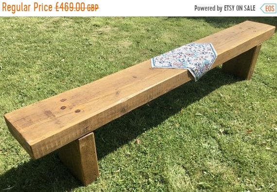 August SALE HUGE 7ft - 8ft Clean Railway Sleeper Reclaimed Pine Beam Dining Garden Table Bench
