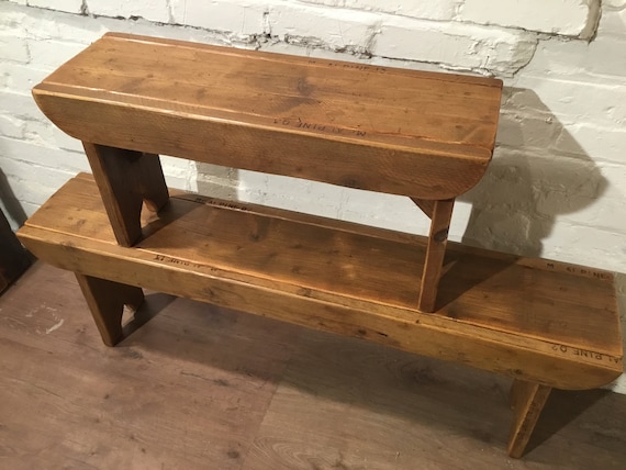Xmas Sale Old School Antique 6ft Rustic Solid Reclaimed Old Pine Dining Plank Table Chair Bench - Village Orchard Furniture