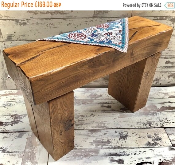 Autumn Sale Hand Made Solid Oak Reclaimed Timber Railway Sleeper Garden Dining Study Bench