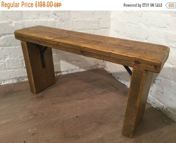 VALENTINE Sale Free Delivery Now - 5ft Industrial Hand Forged Wrought Iron Solid Reclaimed Pine Dining Table BENCH - Village Orchard Furnitu
