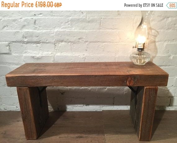 August sale Only 1! 4ft HandMade 1800s Solid Rustic Wood Reclaimed Pitch Pine Vintage Bench - Village Orchard Furniture
