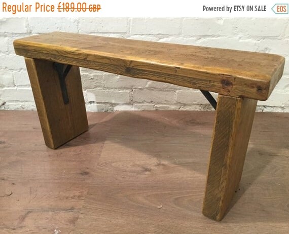 HUGE Sale Free Delivery Now - 4ft Industrial Hand Forged Wrought Iron Solid Reclaimed Pine Dining Table BENCH - Village Orchard Furniture