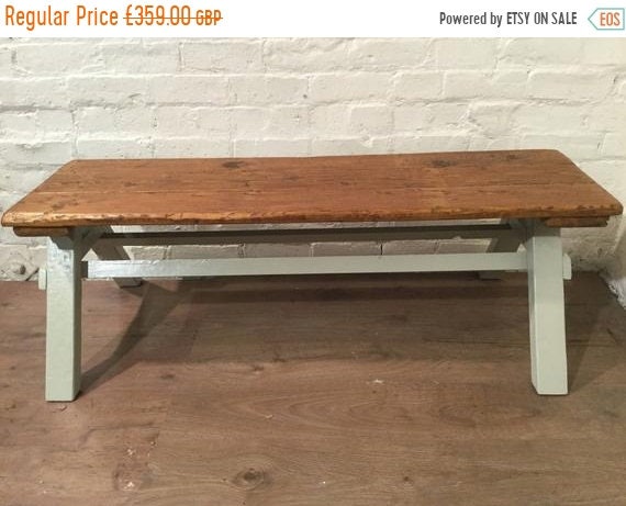 VALENTINE Sale Free Delivery - -6ft Architects Coffee Table F&B Painted Solid Pine Frame Reclaimed Floorboards - Village Orchard Furniture