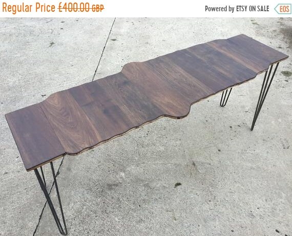 BIG Sale 6ft Solid Oak, Reclaimed Pine & Contemporary Ply Study Console Hairpin Leg Table - Only This 1 !