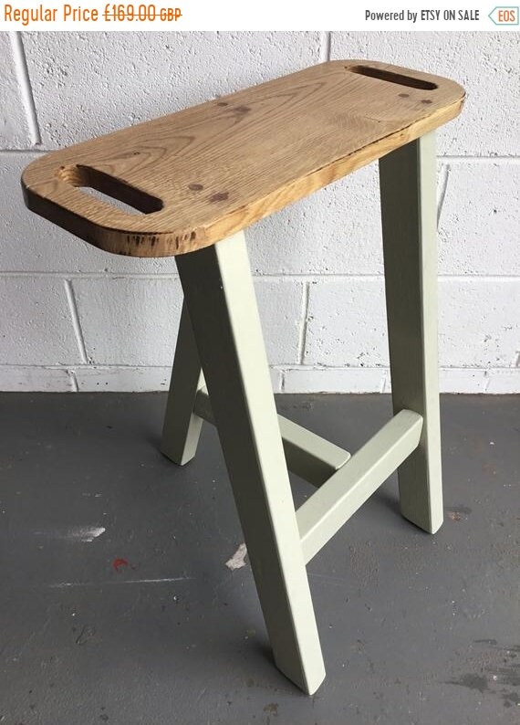 HUGE Sale Solid OAK and PINE Farrow Ball Painted Reclaimed Wood Kitchen Island Bar Stool Any F&B Paint