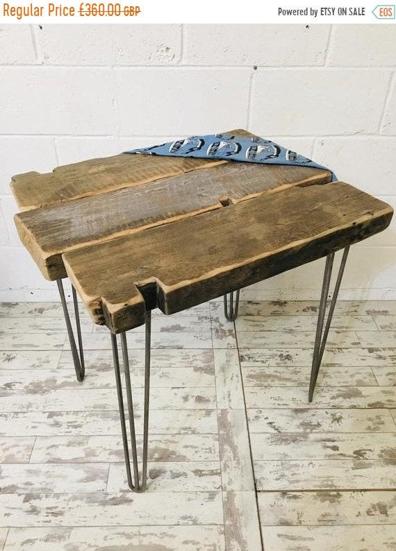 HUGE Sale OOAK Artisan Hand Made 200 Year Old Solid Pine Beam Industrial Hairpin Leg Table