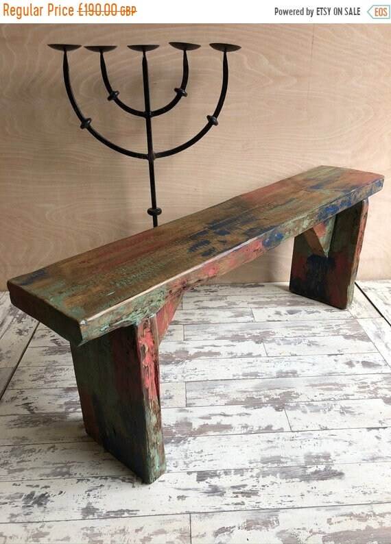 June Sale 1800’s Antique Indian Colonial Solid Wood Vintage Rosewood Bench - Only This 1 !