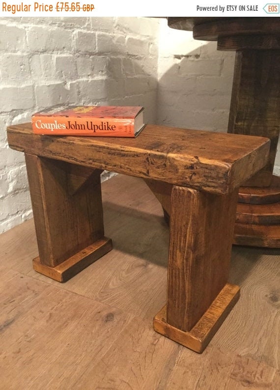 Summer Sale Summer Sale Free Delivery! SINGLE Wide-Foot Solid Rustic Vintage Reclaimed Pine Plank Dining Table BENCH - Village Orchard Furni