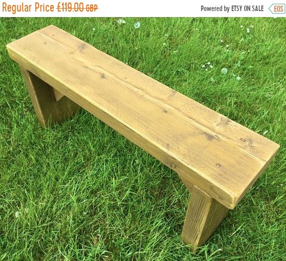 8 SALE 8 NEW! Golden Oak 3ft Hand Made Reclaimed Old Pine Beam Solid Wood Dining Bench