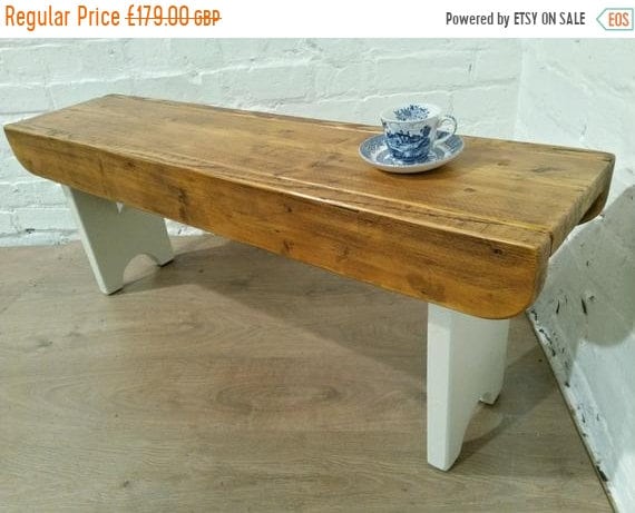 Bonfire Sale / F&B Painted Antique 4ft Rustic Reclaimed Old Pine Dining Plank Table Chair BENCH - Village Orchard Furniture