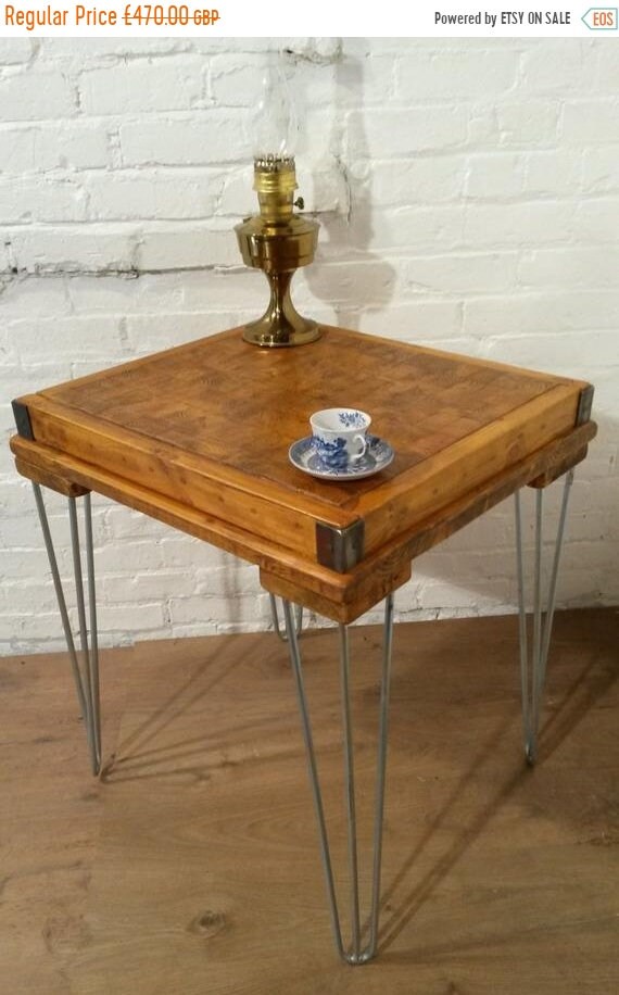August sale HairPin Legs Reclaimed Butchers Block Solid Pine Industrial Table Kitchen Island - Village Orchard Furniture