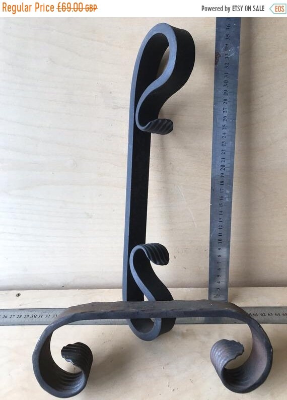 Sept Sale 1x Pr Original 20th C English Hand Forged Blacksmith Made Decorative Finial for Front of Bookcase / Kitchen Island