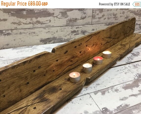 HUGE Sale Rustic English Reclaimed Solid Oak Long Candle Shelf