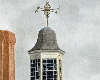 Wren Building Weathervane - Archival Giclée Print of Original Painting; Historic Williamsburg; College of William and Mary