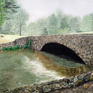 Airlie Bridge - Archival Giclée Print of Original Painting, Stone Bridge, Stone Bridge in Morning, Watercolor painting