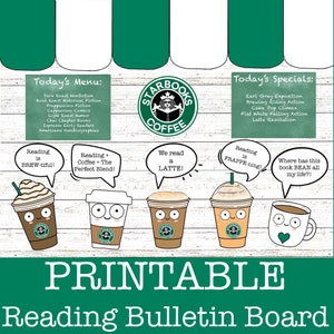 Starbooks Coffee Shop Reading Bulletin Board Classroom/Door Decor for Literacy, Book Fair, Library, Media Specialist, ELA