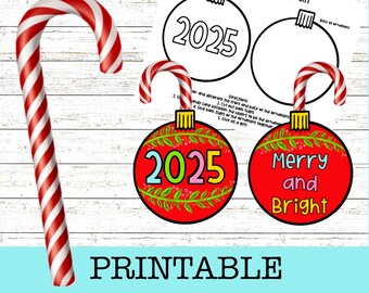 2025 Candy Cane Ornament Easy No-Prep Craft Gift for Teacher and Parents