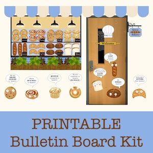 Kit de decoración para tablón de anuncios y puerta con temática de panadería para terapia del habla (descarga digital)