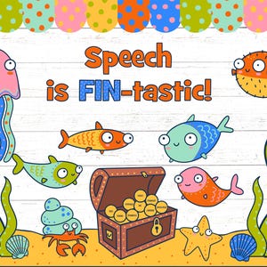 Speech Therapy is Fin-tastic Bulletin Board and Door Decor Kit, Ocean ...