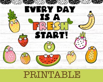 Fresh Start Fruit Bulletin Board Kit, Polka Dot Decor (Digital Download)