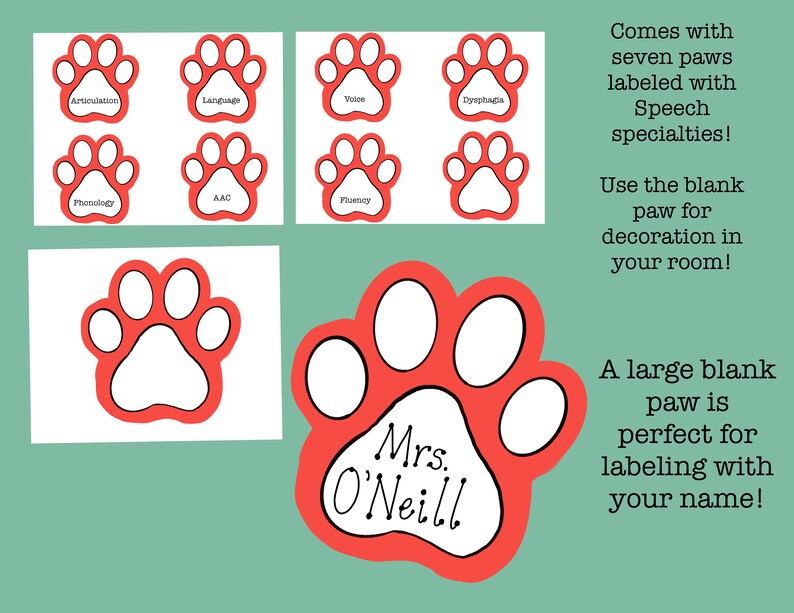 Speech is Paw-some Speech Therapy Dog Bulletin Board and Door Decor Kit ...