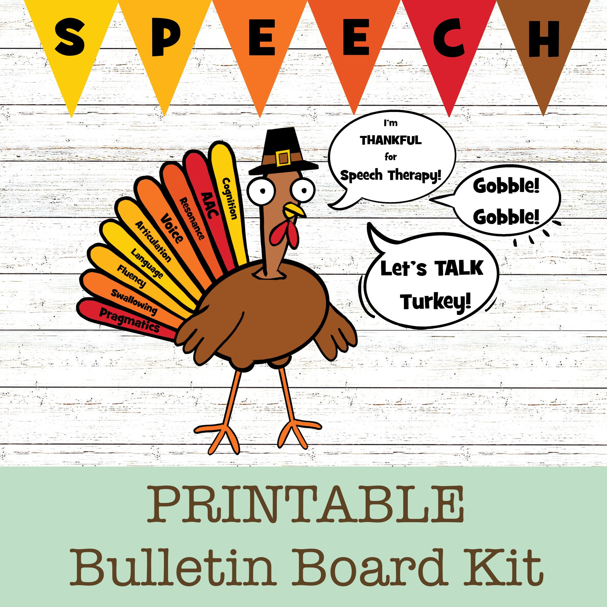 speech therapy thanksgiving bulletin board kit, classroom decor