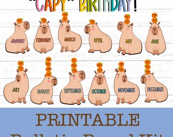 Capybara Birthday Bulletin Board Kit, Classroom Decor (Digital Download)