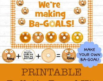 Bagel Goal Setting Bulletin Board Kit, Printable Classroom Decor (Digital Download)
