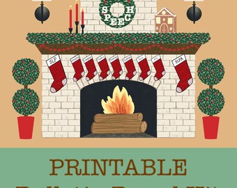 Cozy Christmas Fireplace Speech Pathology Bulletin Board Kit and Winter Classroom Decor