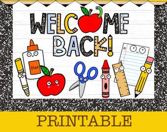 Welcome Back To School Bulletin Board and Door Decor Kit for Open House, Meet the Teacher Night, First Day of School Classroom Decor, Pencil