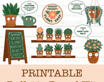 Speech Therapy Spring Plant Shop Bulletin Board and Door Decor Kit