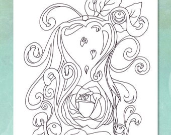 Rose Hourglass Printable Colouring Page