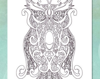 Guardian Owl Printable Colouring Page