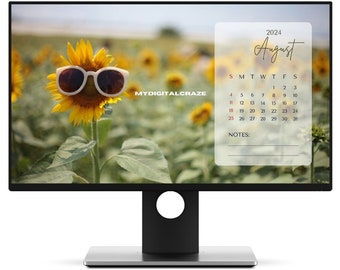 Funny Calendar Desktop Wallpaper, August 2024 Botanical Wallpaper, MacBook Wallpaper, Cute Floral Sunflower Aesthetic Background Theme